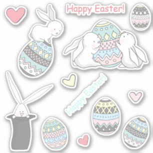 Pegatina  ¡Feliz Pascua! Abundantes y huevos de Pascua