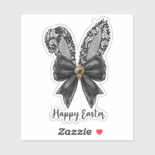 Pegatina Feliz Pascua Black Lace Bunny Lace Ears Lace Bow