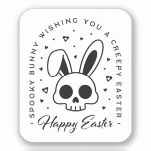 Pegatina Feliz Pascua deseos espeluznantes conejo espeluzna