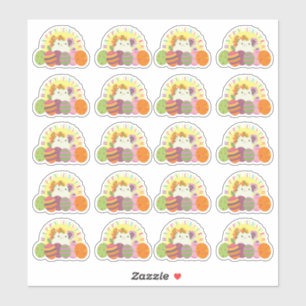 Pegatina Feliz Pascua Hoja de Stickers Gato 20 Huevos Lindo