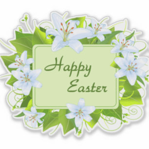 Pegatina Feliz Pascua, Lirios de Pascua