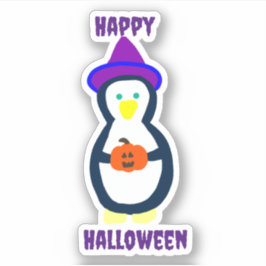 Pegatina Feliz Pingüino de Halloween