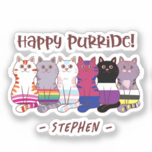 Pegatina Feliz Purride - gatos del orgullo LGBTQ