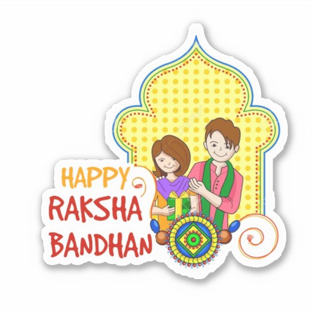 Pegatina Feliz Raksh Bandhan (Anverso)
