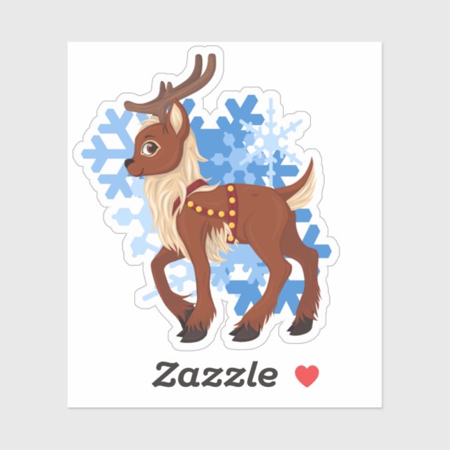 Pegatina Feliz reno navideño (Hoja)