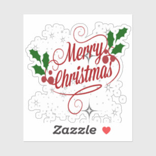 Pegatina Feliz saludo navideño con colores festivos