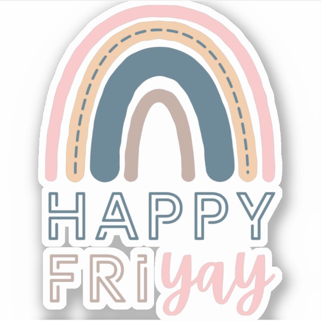 Pegatina Feliz viernes profesor de diversión viernes arcoir (Anverso)