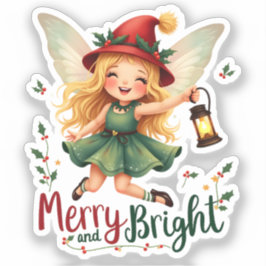 Pegatina Feliz y brillante, Feliz Navidad