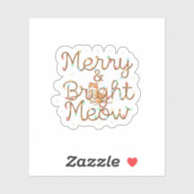 Feliz y Brillante Silueta de Gato Meow Navidad