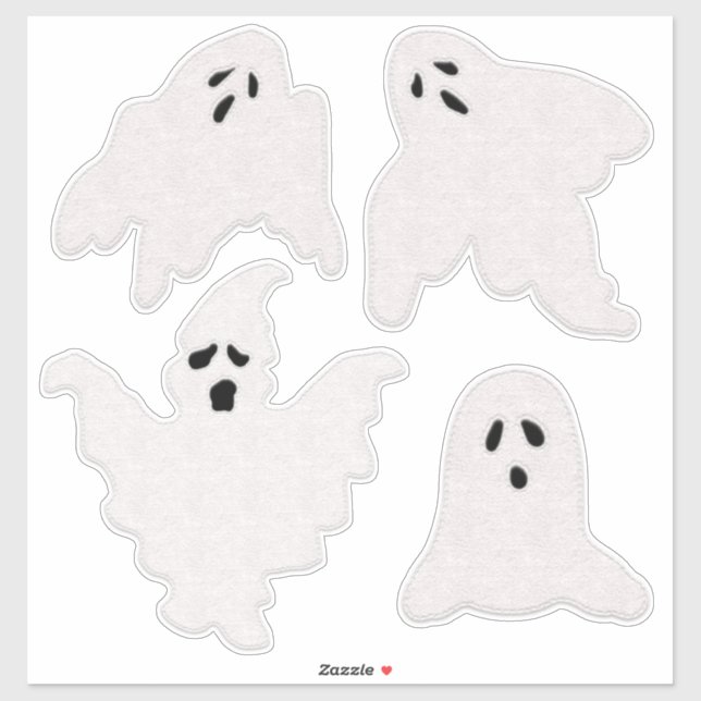 Pegatina Felt Look Ghosts con Halloween Stitling (Hoja)
