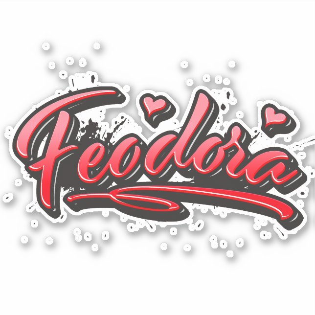 Pegatina Feodora red Heart Graffiti Aufkleber Sticker (Anverso)