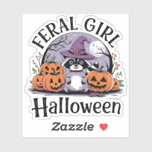 Pegatina feral chica halloween