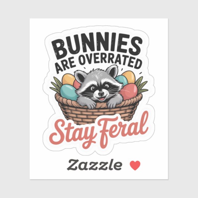 Pegatina Feral Raccoon Easter PNG, Funny Retro Shirt Graphi (Hoja)