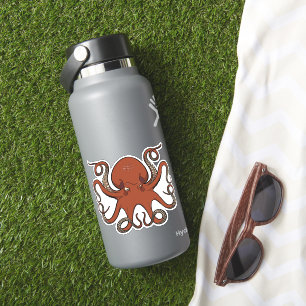 Pegatina Feroz Octopus Rojo Con Personalizado De Tentáculos
