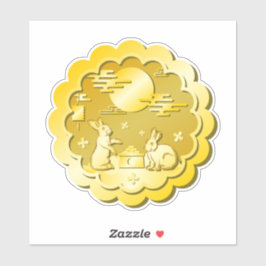 Pegatina Festival de Otoño de Otoño Mooncake Moon Rabbit