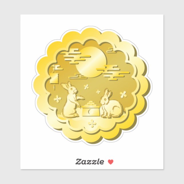 Pegatina Festival de Otoño de Otoño Mooncake Moon Rabbit (Hoja)