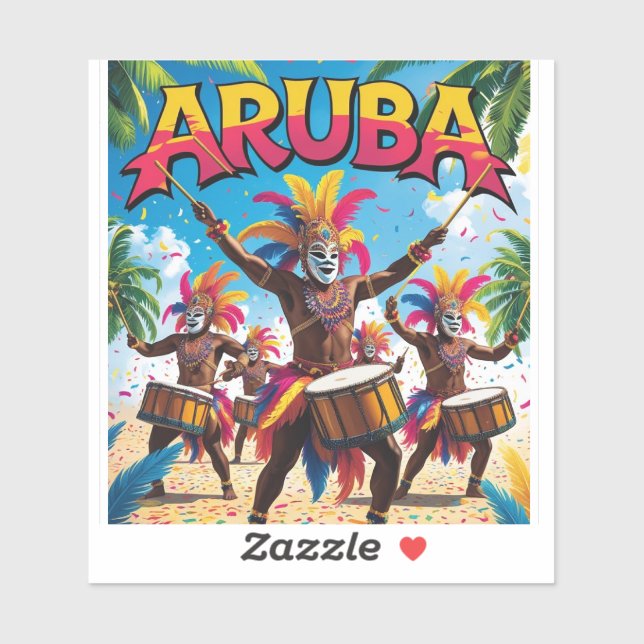 Pegatina festival del sol de Aruba (Hoja)