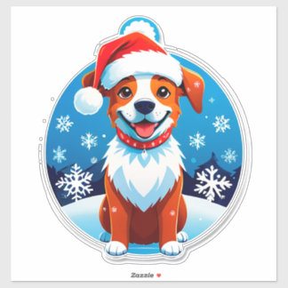 Pegatina Festive Cartoon Puppy