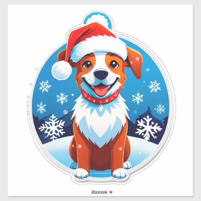 Pegatina Festive Cartoon Puppy (Hoja)