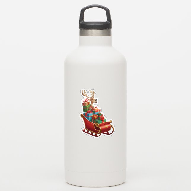 Pegatina Festive Christmas Reindeer Sticker (Botella de agua)
