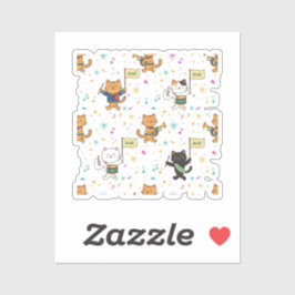 Pegatina Festive New Year Parade Cat Cheerful Feline