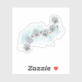 Pegatina Festive Paw Prints Christmas Holly & Snowflake