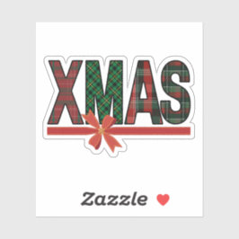 Pegatina Festive Plaid XMAS Red Bow Sticker