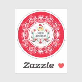 Pegatina Festividad Feliz Navidad Wreath y marco de la Coro