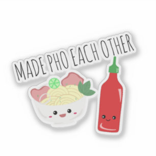 Pegatina Fideos De Pho Del Día De San Valentín Hechos El Un
