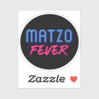 Pegatina Fiebre de Matzo Azul Rosa Slogan Retro Judío
