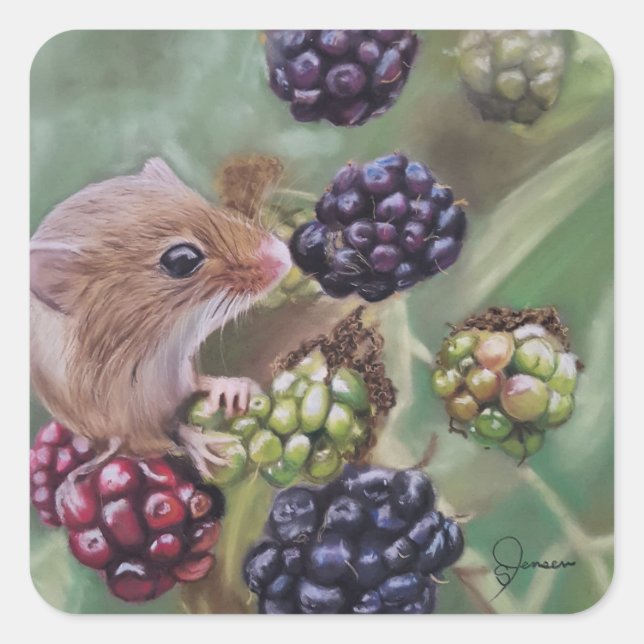 Pegatina Field Mouse y Berries (Anverso)