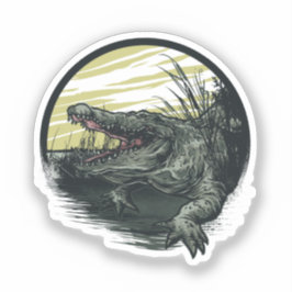 Pegatina Fierce Alligator Swamp Illustration Art