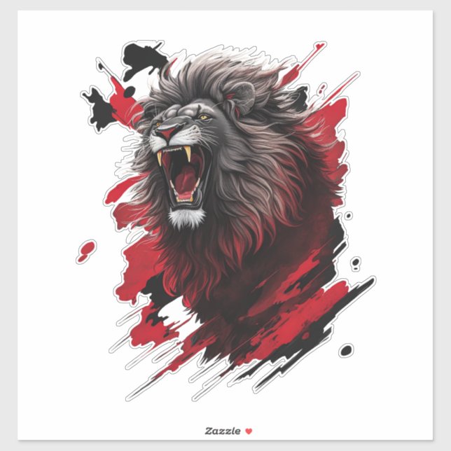 Pegatina Fierce, el león negro (Hoja)