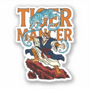 Pegatina Fiero Maestro Mancer Tigre Fantasía Asiática Espír