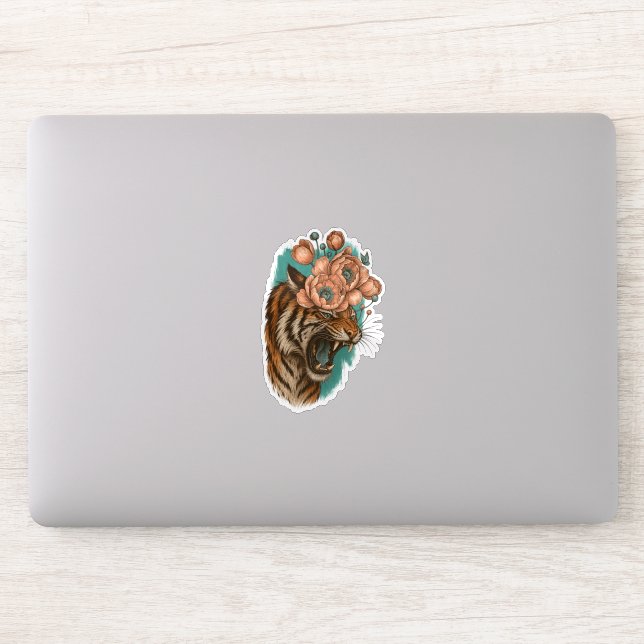 Pegatina Fiery Tiger Bloom (Ordenador)