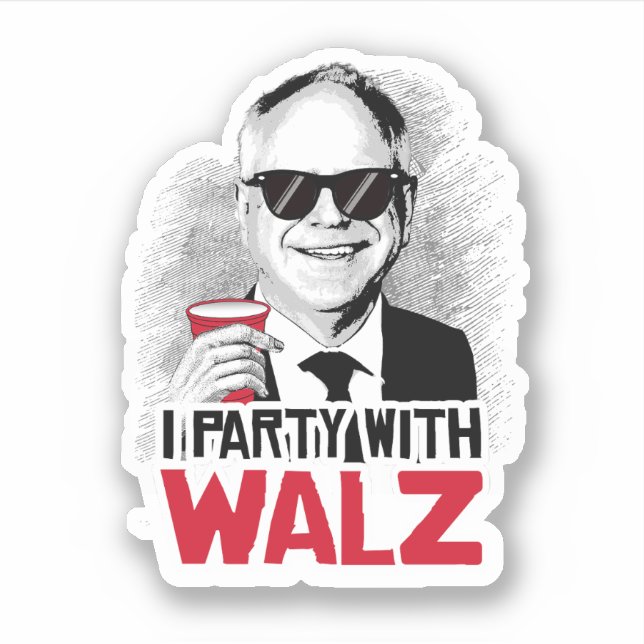 Pegatina Fiesta con Tim Walz (Anverso)
