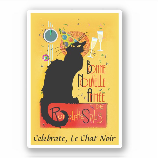 Pegatina Fiesta de Año Nuevo Le Chat Noir (Anverso)