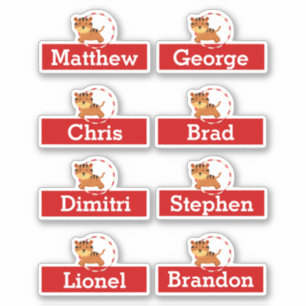 Pegatina Fiesta de cumpleaños Circus nombra a tiger person