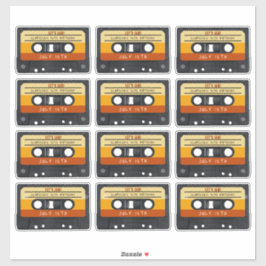 Pegatina Fiesta de cumpleaños de la cinta retro de cassette
