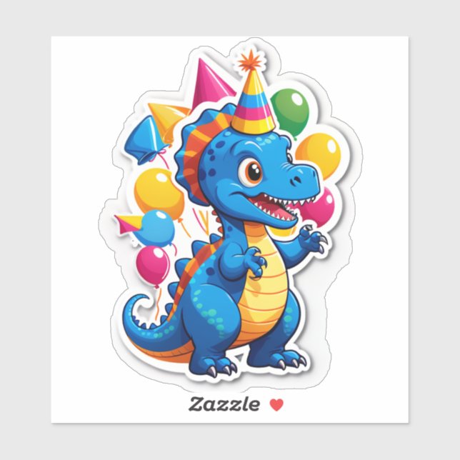 Pegatina ¡Fiesta de cumpleaños Dino-Mite!" (Niños (Hoja)