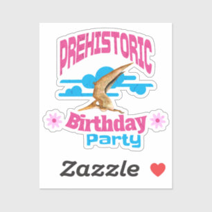 Pegatina Fiesta de Cumpleaños Prehistórica Pterodáctilo Div