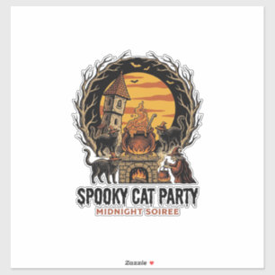 Pegatina Fiesta de Gato Espeluznante Camiseta de Halloween 