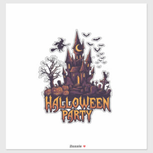 Pegatina Fiesta de Halloween Castillo Embrujado Calabazas M