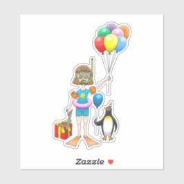 Pegatina Fiesta de la piscina de verano Cumpleaños