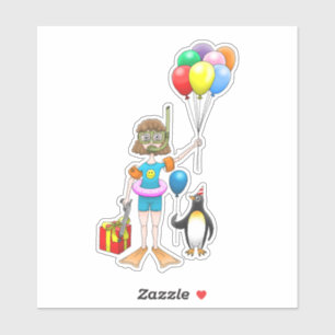 Pegatina Fiesta de la piscina de verano Cumpleaños