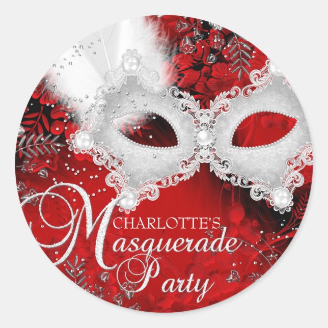 Pegatina Fiesta de máscara de esparadrapo blanco r (Anverso)