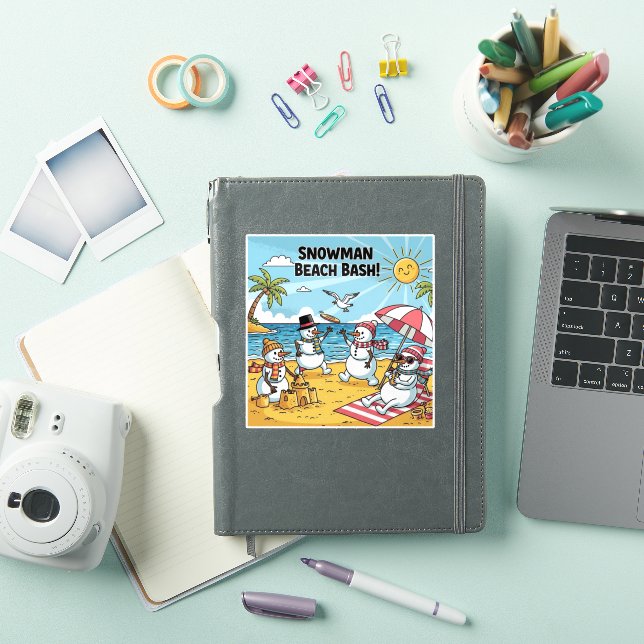 Pegatina Fiesta de muñecos de nieve en la playa (Funda para iPad)