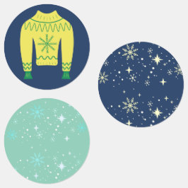 Pegatina Fiesta de Navidades de suéter feo de vaca