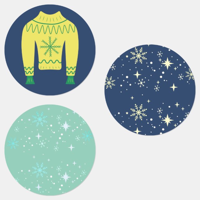 Pegatina Fiesta de Navidades de suéter feo de vaca (Grupo)
