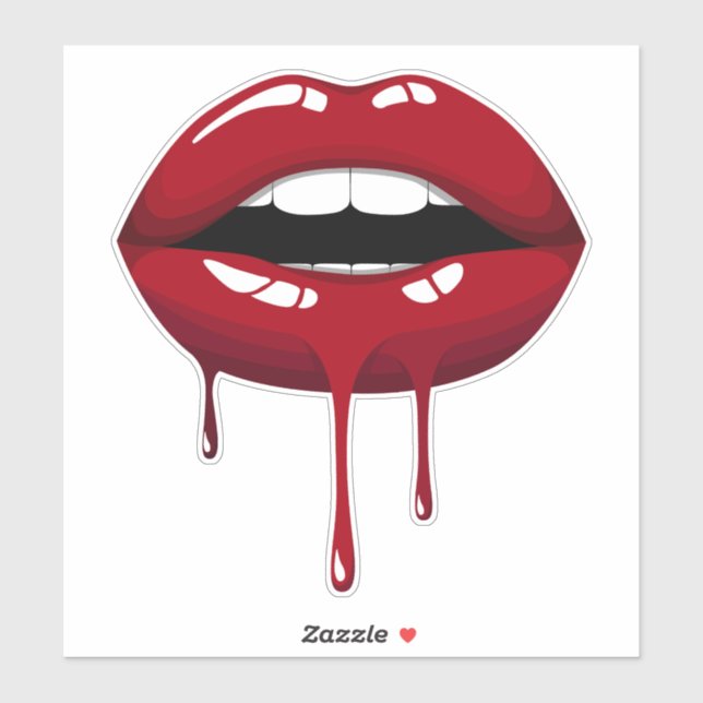 Pegatina Fiesta de Oro Lujo Glam Labios Goteando Rojo (Hoja)